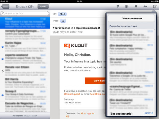Acceso rapido a los borradores 640x480 11 trucos y opciones para Mail, el correo electrónico en el iPad, iPhone y iPod con iOS 6 y iOS 7