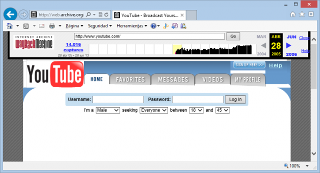 youtube el 28 de abril de 2005 640x347 2 recursos para acceder al contenido de webs que no funcionan o que incluso han cambiado