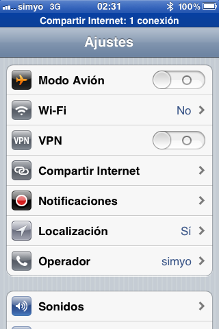 Internet compartido en el iPhone