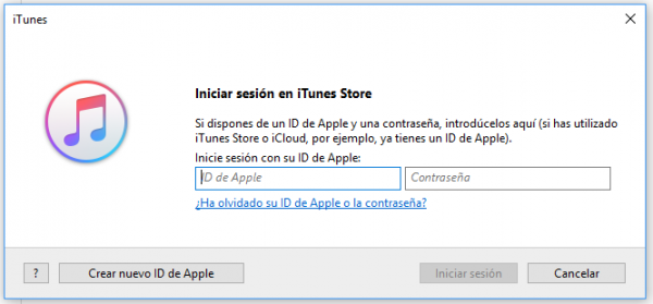 Iniciar sesión en iTunes Store". Dale a "Crear nuevo ID de Apple"