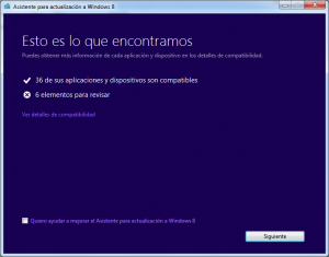 Resultado de la compatibilidad de programas y drivers con Windows 8 en mi equipo