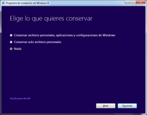 ¿Qué quiero conservar? Windows 8