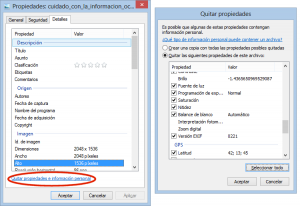 Información EXIF incluida en las fotografías vía Windows