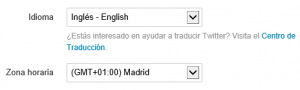 Selector de idioma en la cuenta de Twitter