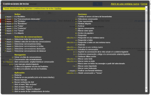 Lista de combinaciones de teclas en Gmail