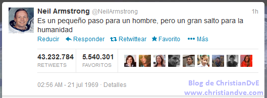 Tuit de Neil Armstrong - El hombre aterriza en la Luna