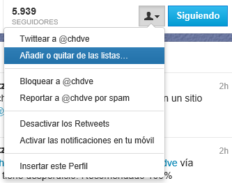 Añadir o quitar de las listas - Twitter