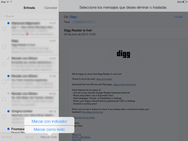 iOS 7: Marcar todos como leídos todos los correos en el iPad, iPhone y iPod