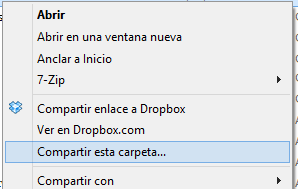 Compartir una carpeta en Dropbox