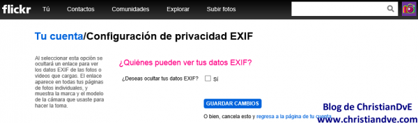 Configurar los datos Exif en Flickr