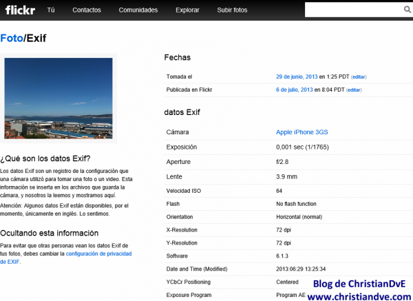 Información de la foto en Flickr