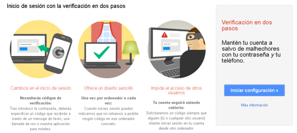 Asistente para la activación de la verificación en dos pasos de Google