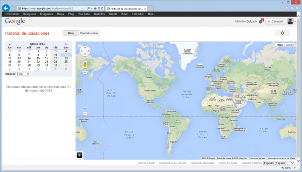 Historial de ubicaciones que mantiene Google en Google Dashboard