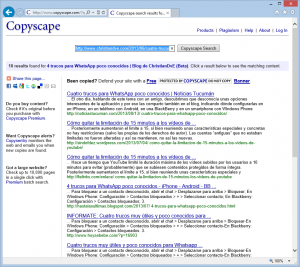 Ejemplo de Copyscape detectando copias de mis artículos