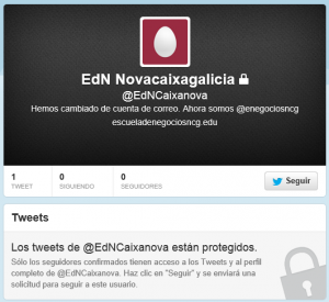 Twitter antiguo de la Escuela de Negocios Novacaixagalicia