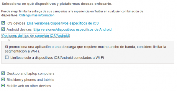 Dispositivos por los que segmentar en Twitter Ads