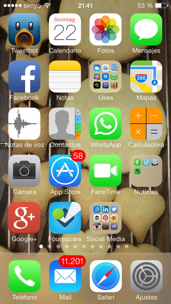 Captura de pantalla del iPhone 5S