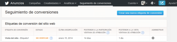 Seguimiento de conversiones en Twitter Ads