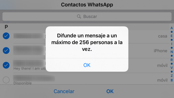 Límite lista de difusión de WhatsApp: difunde un mensaje a un máximo de 256 personas a la vez