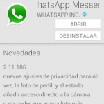 Actualización 2.11.186 de WhatsApp