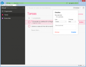 Recordatorios en iCloud