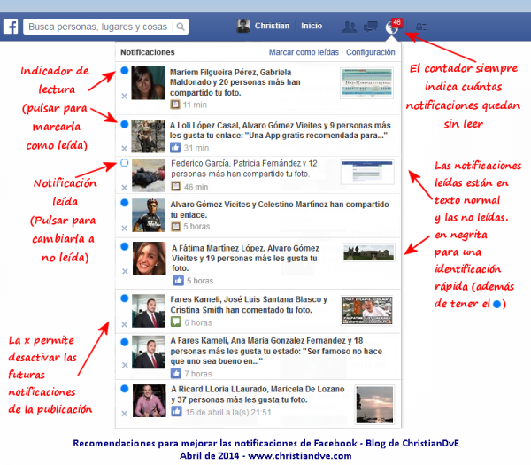 Recomendaciones para mejorar las notificaciones de Facebook