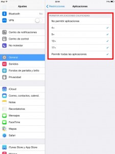 Restricciones de las aplicaciones por edades