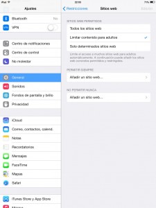 Bloquear páginas web con contenidos para adultos en el iPad (en el iPod y iPhone es similar)