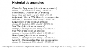 Historial de anuncios en los que he hecho clic