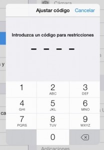 Código para las restricciones (conviene que sea diferente al de bloqueo del terminal si lo tiene)