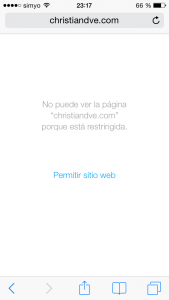 Página web filtrada por las restricciones de iOS