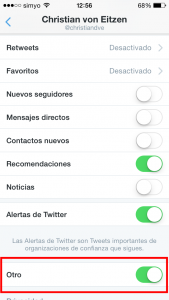 Activar notificaaciones "otros" (para permitir los inicios de sesión validados con la app)