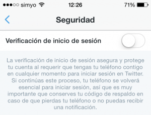 Activar la verificación de inicio de sesión en Twitter usando la app 