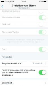 Ajustes de seguridad app iPhone