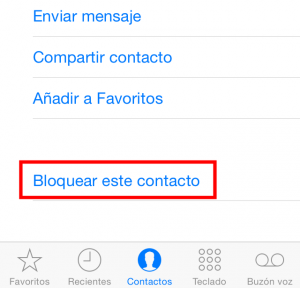 Bloquear contacto en el iPhone