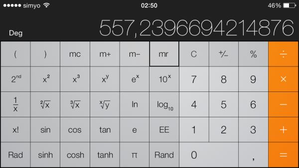 Calculadora científica en el iPhone o iPod touch