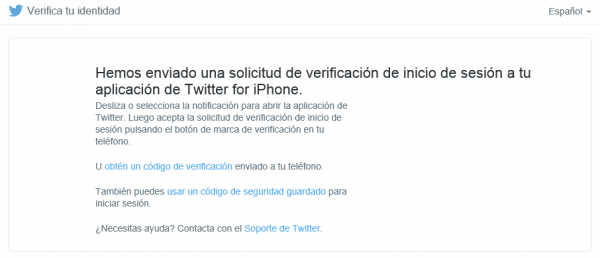 Hemos enviado una solicitud de inicio de esión a tu app de Twitter para iPhone