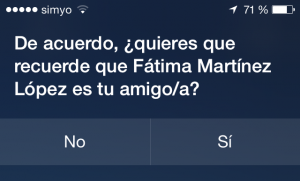 Definir relaciones con Siri, en este caso de amistad