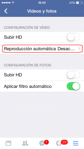 Desactivar reproducción automática en Facebook