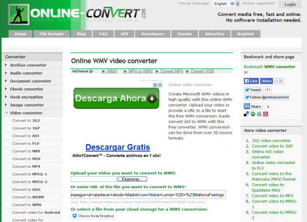 Convertidor de formatos online