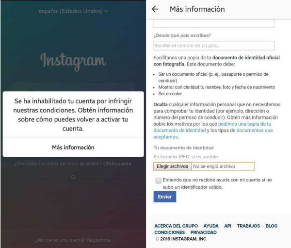 Se ha inhabilitado tu cuenta por infringir nuestras condiciones. Obtén información sobre cómo puedes volver a activar tu cuenta.