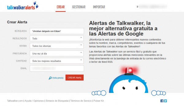 Alertas de Talkwalker