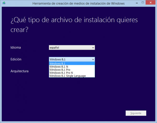 Herramienta de creación de medios de instalación de Windows