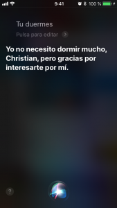 Siri, ¿tú duermes? Yo no necesito dormir mucho, Christian, pero gracias por interesarte por mí.