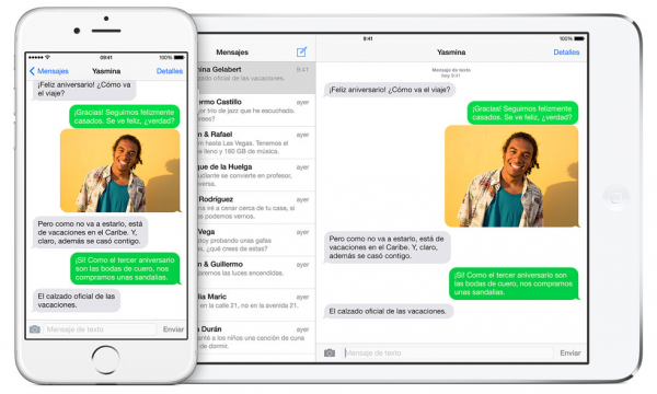 Mensajes SMS y MMS en iPad, Mac y iPod con Continuity