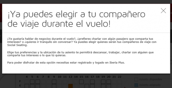 Ya puedes elegir compañero de asiento durante el vuelo