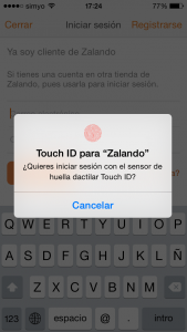 Touch ID en Zalando app