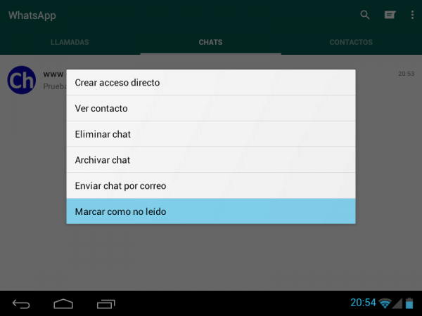 Cómo marcar como no leída una conversación en WhatsApp para Android