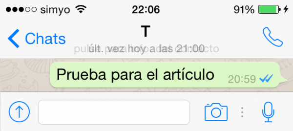 Aparece el doble check azul si se marca como leída una conversación de WhatsApp