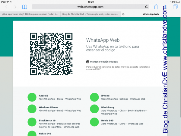 WhatsApp web en el iPad